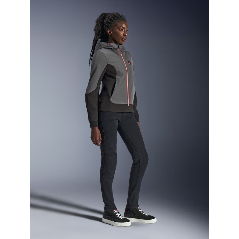 Dámská mikina na motorku Alpinestars Stella Radium Tech Hoodie tmavě šedo-černo-růžová