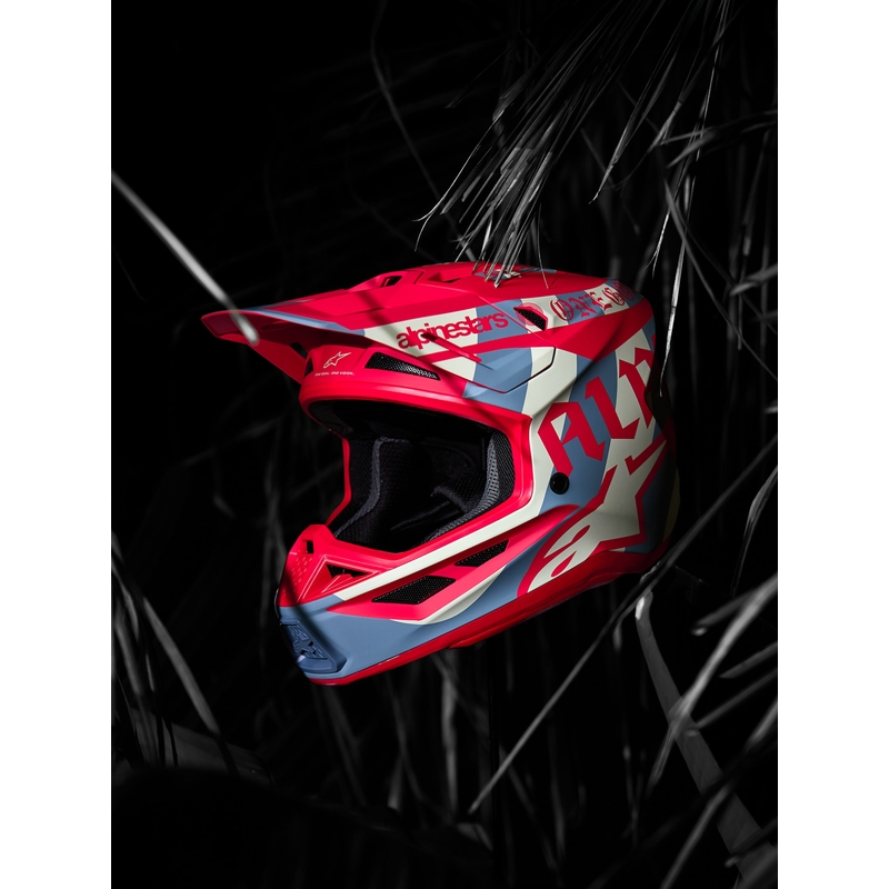 Motokrosová helma Alpinestars Supertech S-M7 limitovaná edice Beast Coast šedo-černo-oranžová