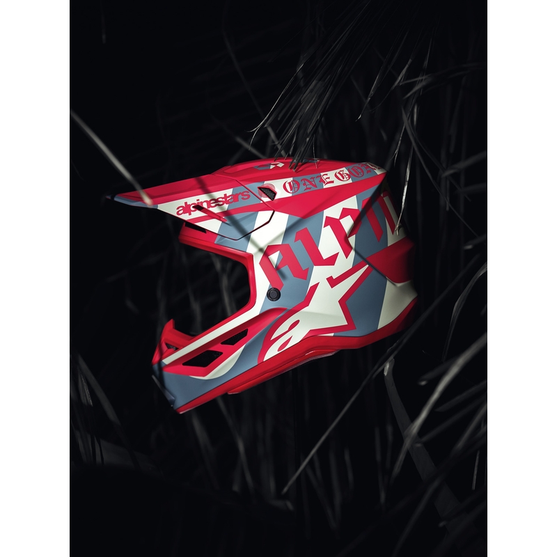 Motokrosová helma Alpinestars Supertech S-M7 limitovaná edice Beast Coast šedo-černo-oranžová
