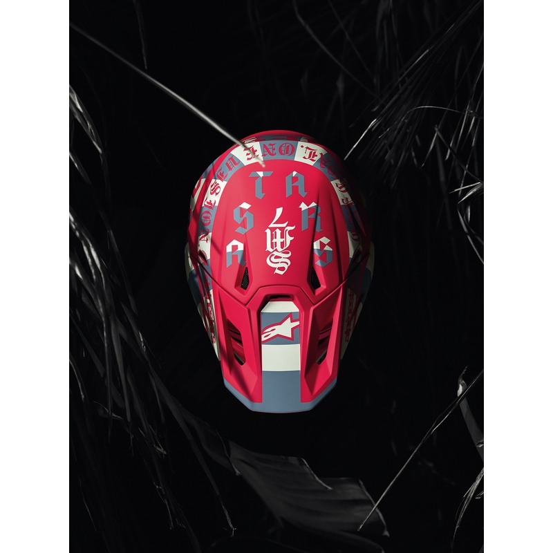Motokrosová helma Alpinestars Supertech S-M7 limitovaná edice Beast Coast šedo-černo-oranžová