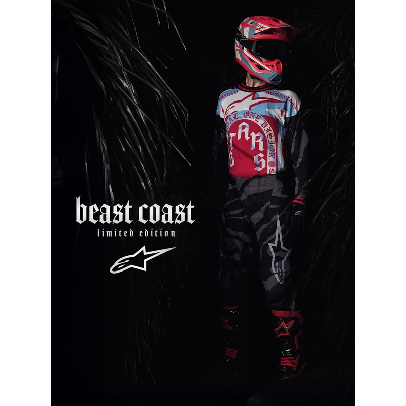 Motokrosová helma Alpinestars Supertech S-M7 limitovaná edice Beast Coast šedo-černo-oranžová