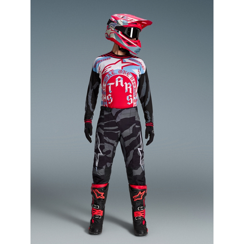 Motokrosový dres Alpinestars Techstar limitovaná edice Beast Coast šedo-černo-oranžový