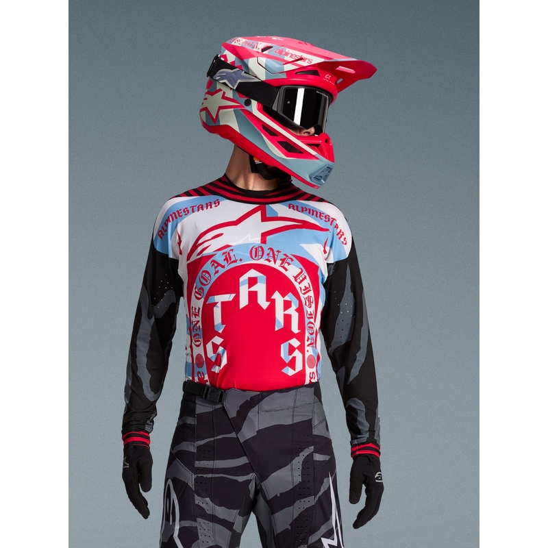 Motokrosový dres Alpinestars Techstar limitovaná edice Beast Coast šedo-černo-oranžový