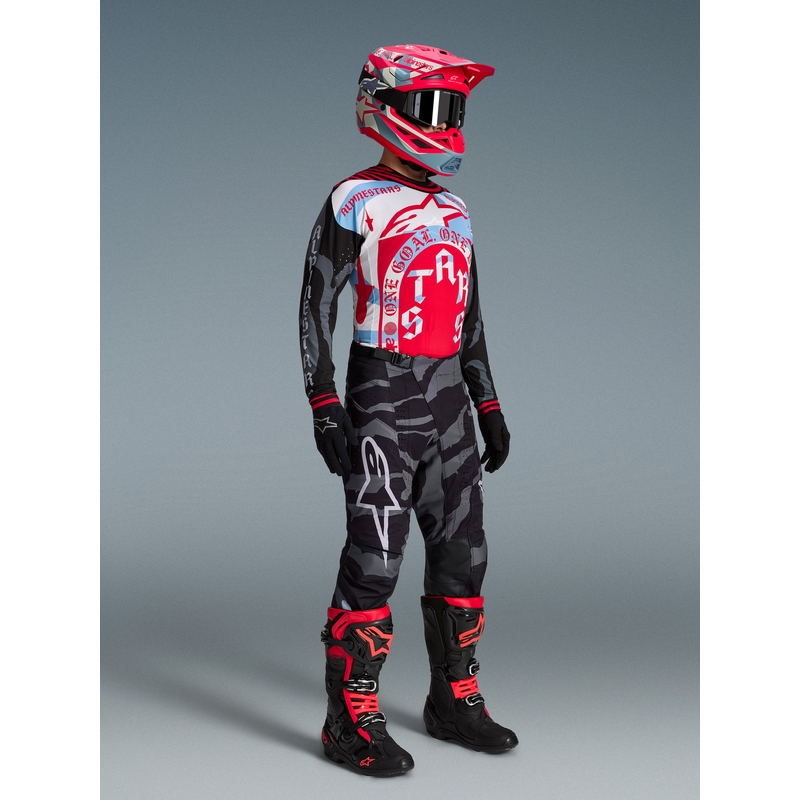 Motokrosový dres Alpinestars Techstar limitovaná edice Beast Coast šedo-černo-oranžový