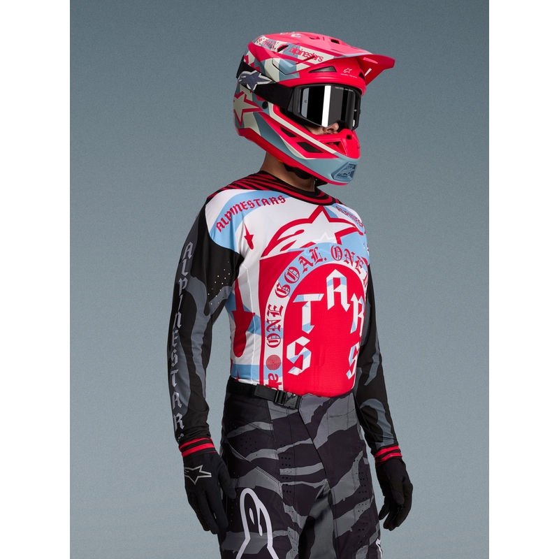 Motokrosový dres Alpinestars Techstar limitovaná edice Beast Coast šedo-černo-oranžový