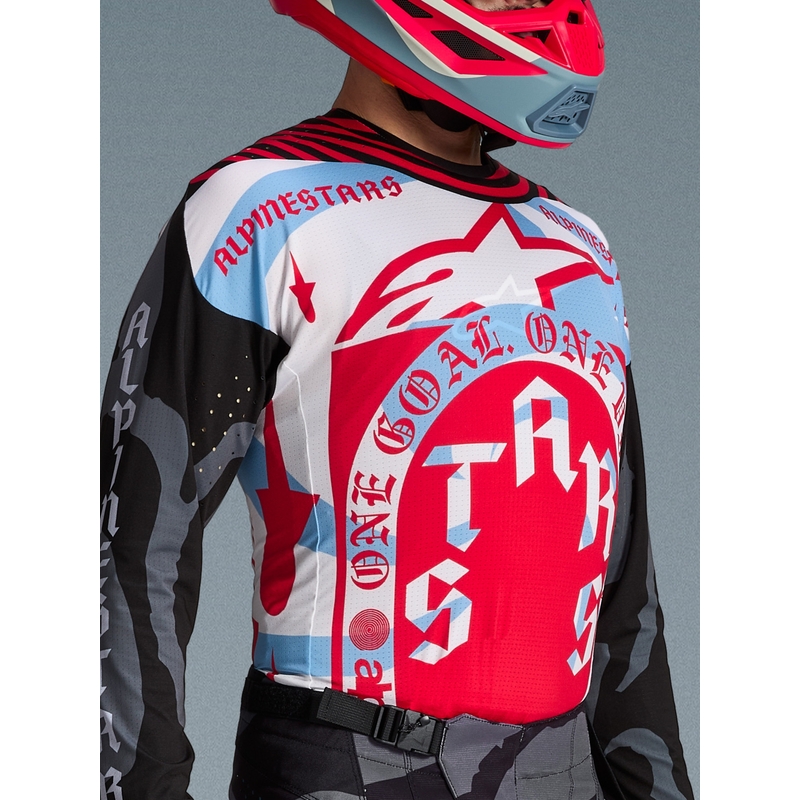 Motokrosový dres Alpinestars Techstar limitovaná edice Beast Coast šedo-černo-oranžový