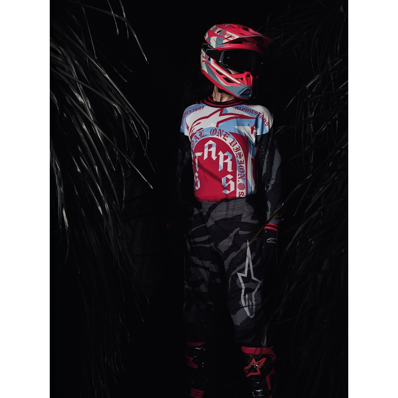 Motokrosový dres Alpinestars Techstar limitovaná edice Beast Coast šedo-černo-oranžový