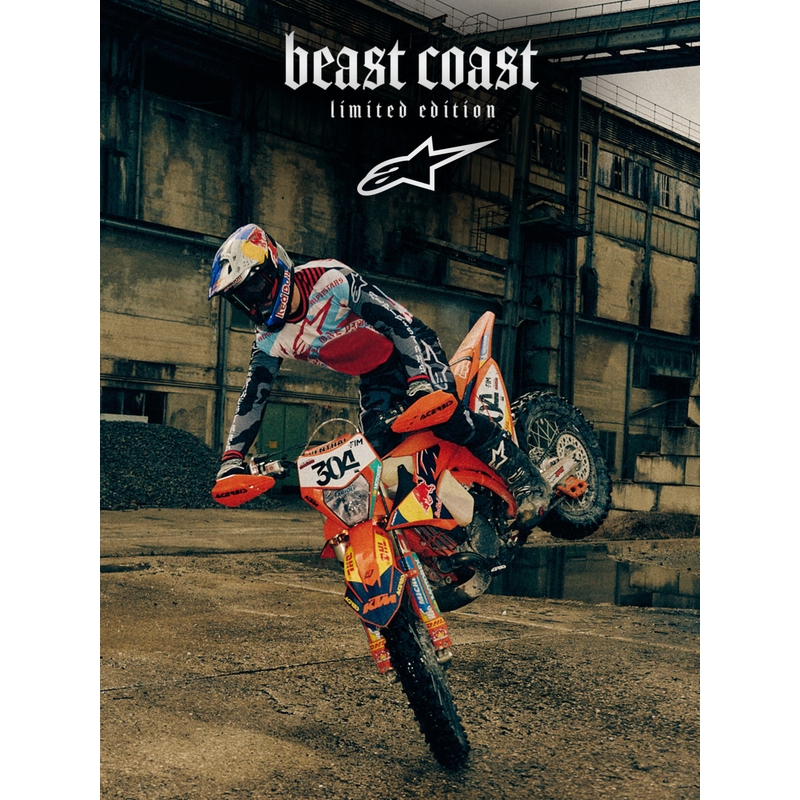 Motokrosový dres Alpinestars Techstar limitovaná edice Beast Coast šedo-černo-oranžový