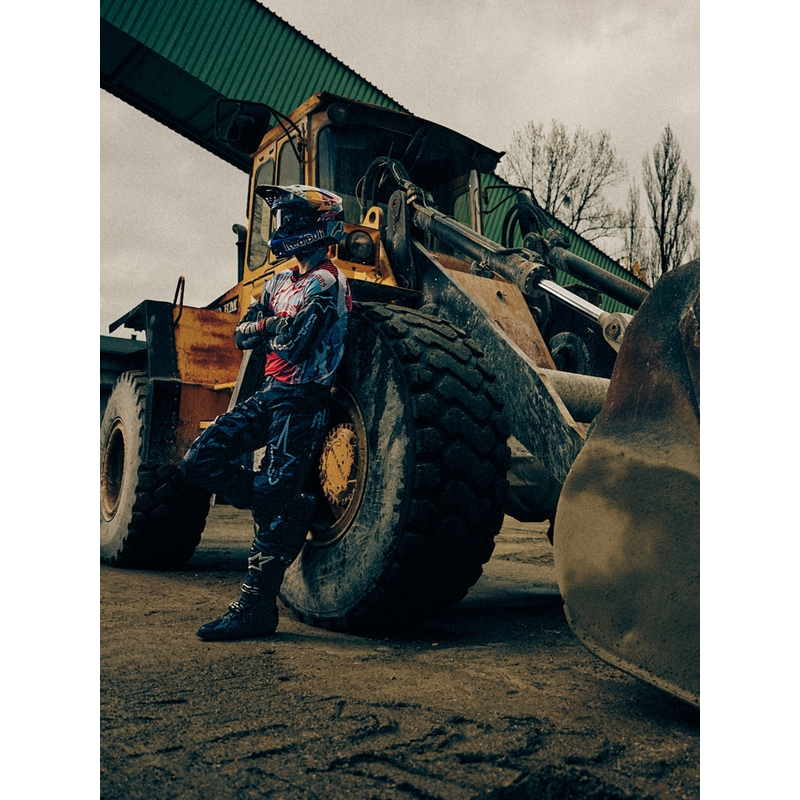 Motokrosový dres Alpinestars Techstar limitovaná edice Beast Coast šedo-černo-oranžový