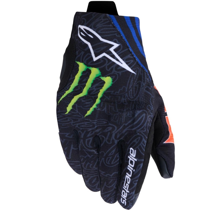 Rukavice na motorku Alpinestars Reef V2 FQ20 kolekce černo-fluo červeno-modro-zelené