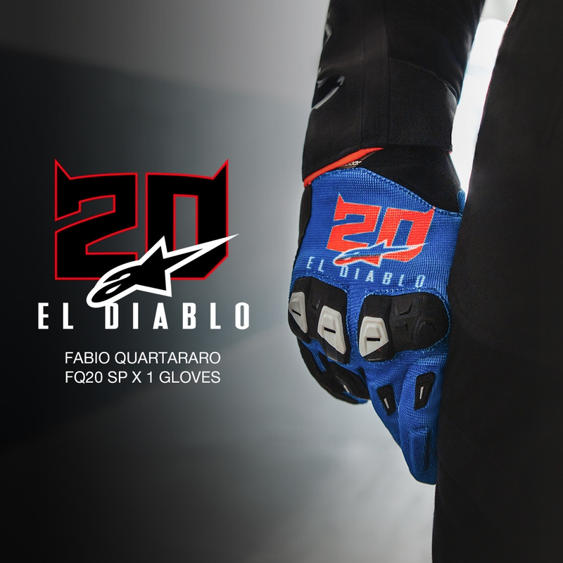 Rukavice na motorku Alpinestars SP X 1 FQ20 kolekce modro-černo-fluo červené