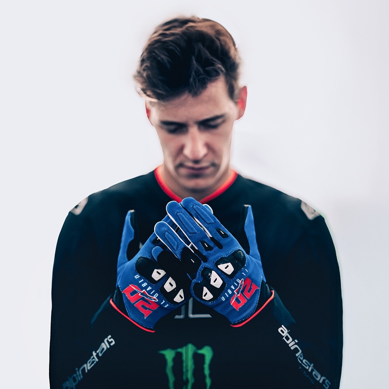 Rukavice na motorku Alpinestars SP X 1 FQ20 kolekce modro-černo-fluo červené