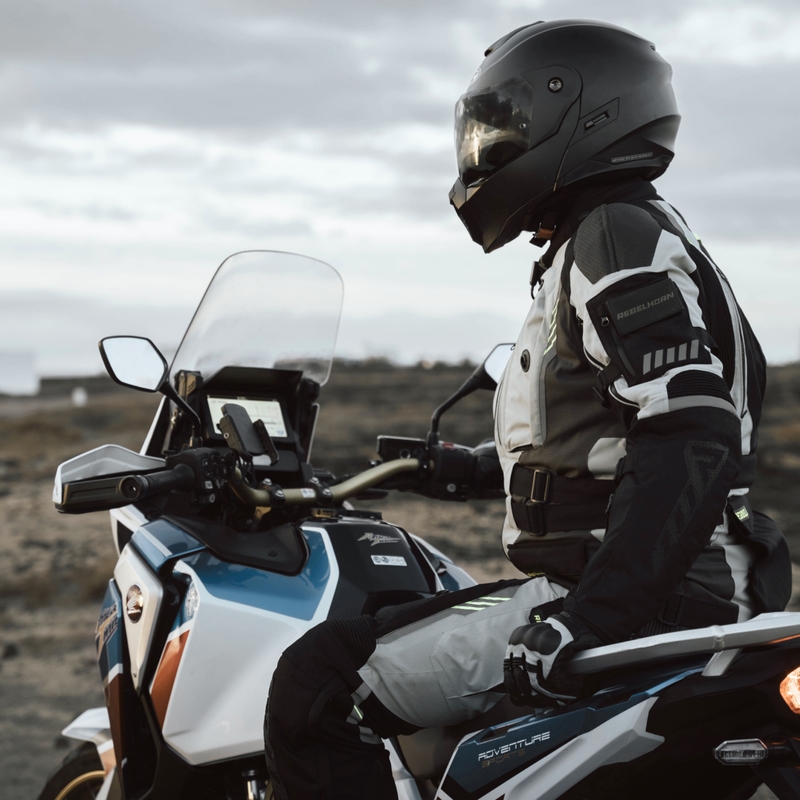 Bunda na motorku Rebelhorn Patrol šedo-černo-fluo žlutá