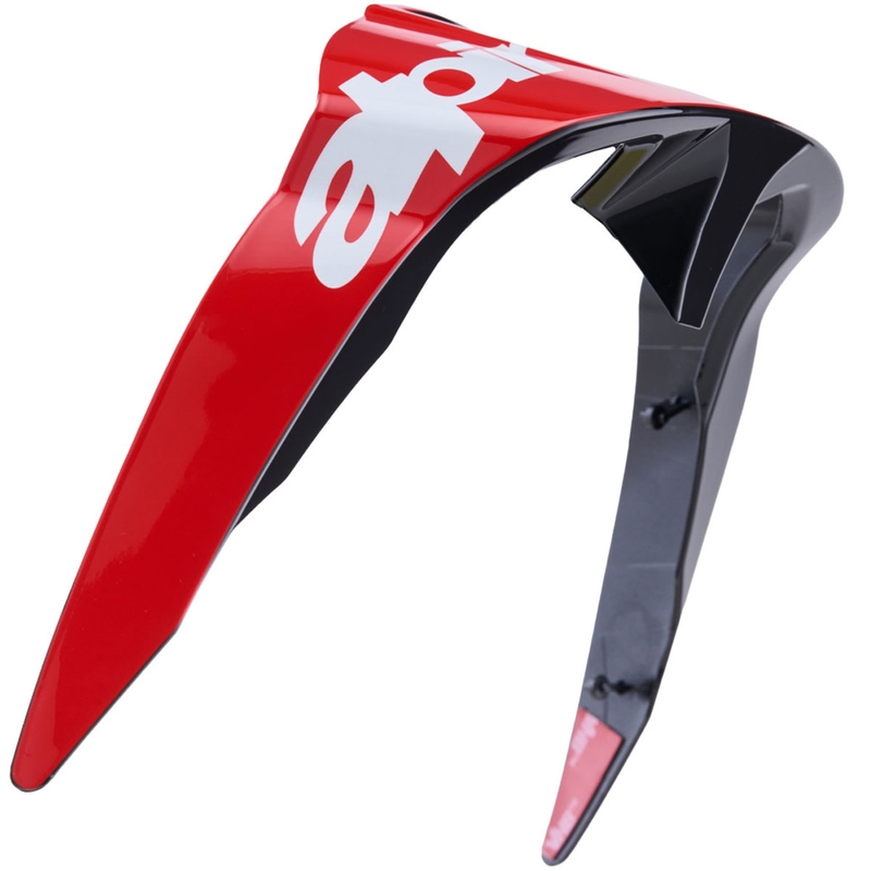 Aerodynamický spoiler pro helmy na motorku Alpinestars Supertech R10 Arius standardní profil fluo červeno-červeno-bílý