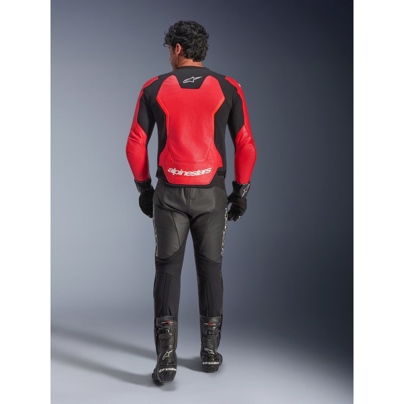 Kožená bunda na motorku Alpinestars GP Force V2 Airflow fluo červeno-černo-bílá