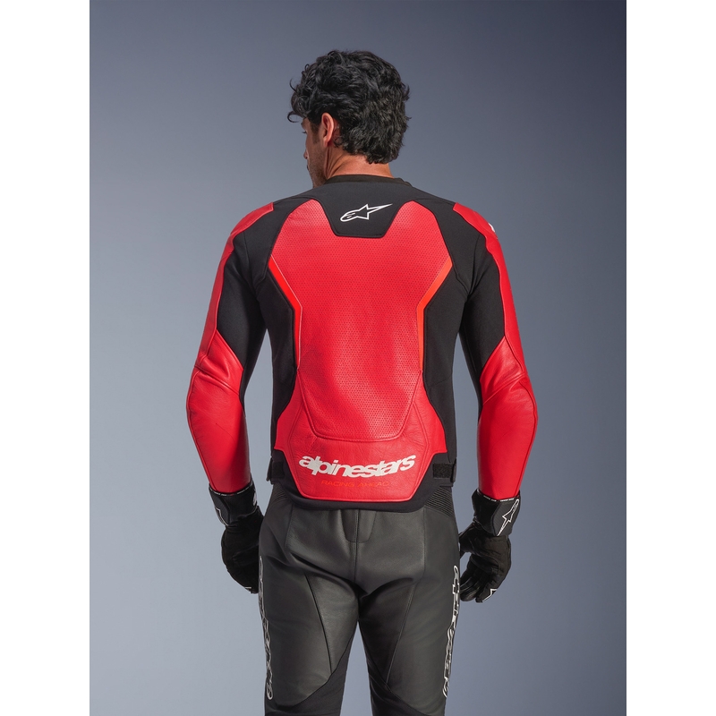 Kožená bunda na motorku Alpinestars GP Force V2 Airflow fluo červeno-černo-bílá