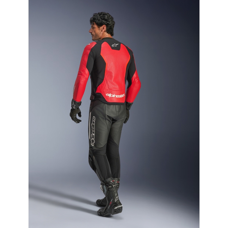 Kožená bunda na motorku Alpinestars GP Force V2 Airflow fluo červeno-černo-bílá