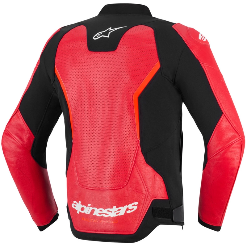 Kožená bunda na motorku Alpinestars GP Force V2 Airflow fluo červeno-černo-bílá
