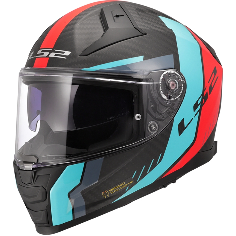 Integrální helma na motorku LS2 FF811 Vector II C Grid červeno-tyrkysová - II. jakost