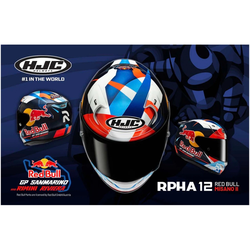 Integrální helma na motorku HJC RPHA 12 Red Bull Misano GP 2 MC21 modro-bílo-červená