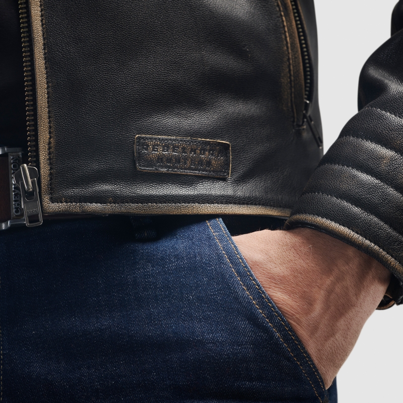 Kožená bunda na motorku Rebelhorn Hunter II hnědá - II. jakost
