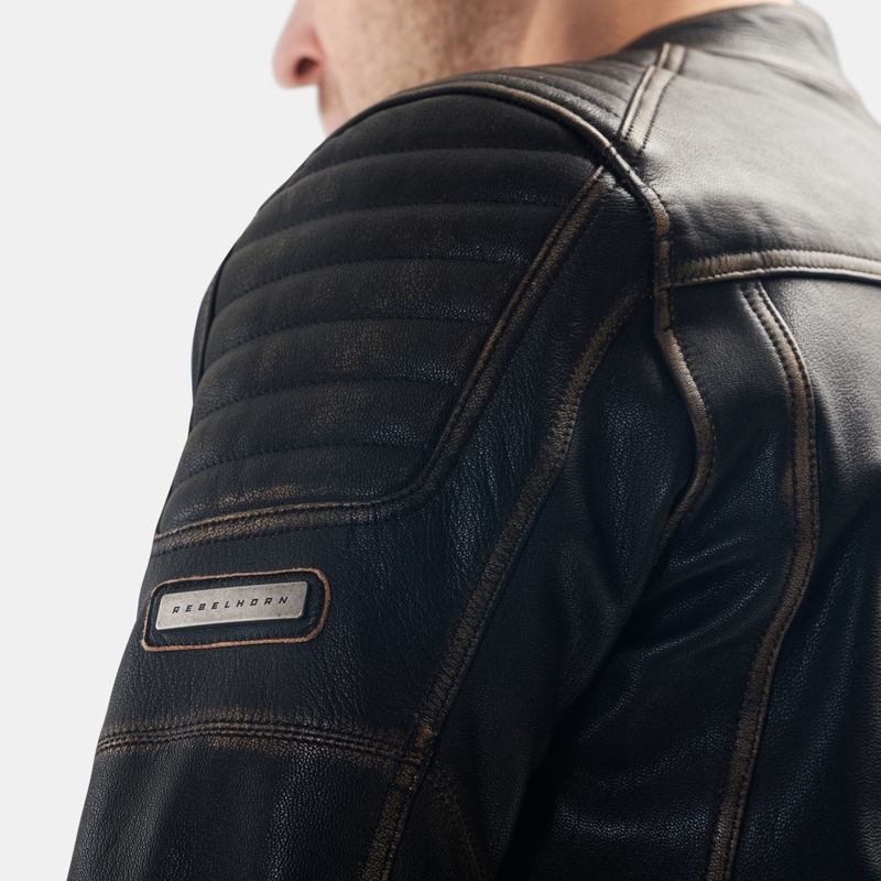 Kožená bunda na motorku Rebelhorn Hunter II hnědá - II. jakost