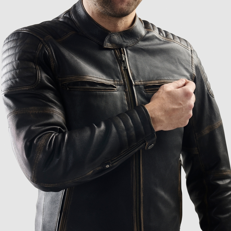 Kožená bunda na motorku Rebelhorn Hunter II hnědá - II. jakost