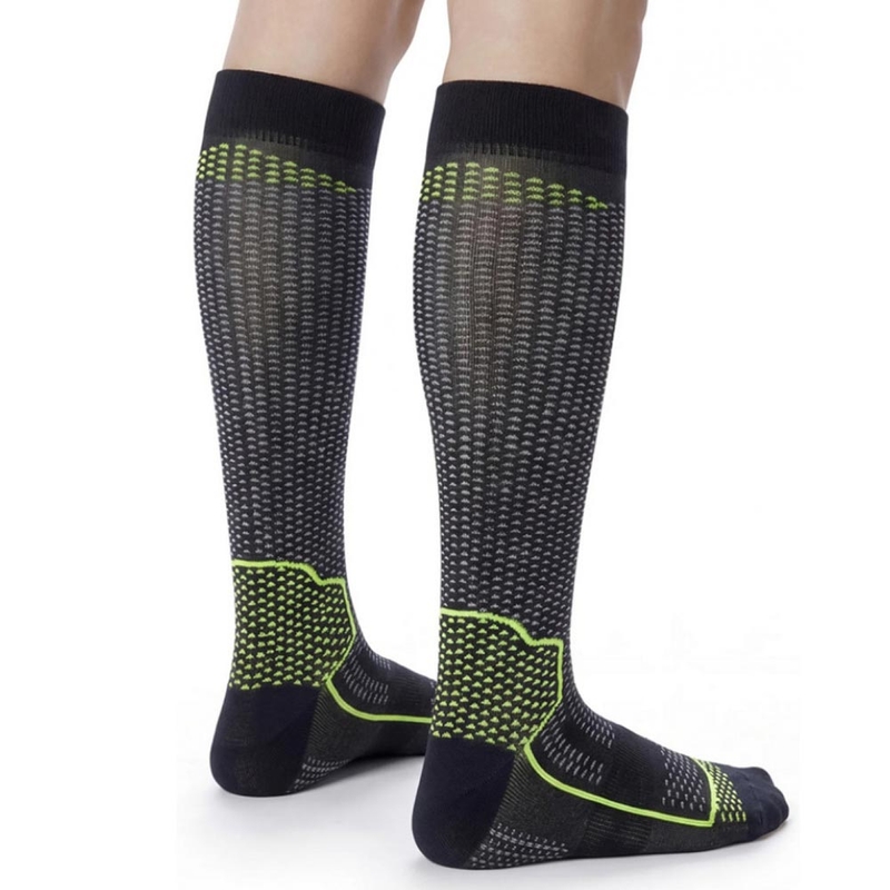 Funkční podkolenky SIXS LONG V3 černý carbon-žluté