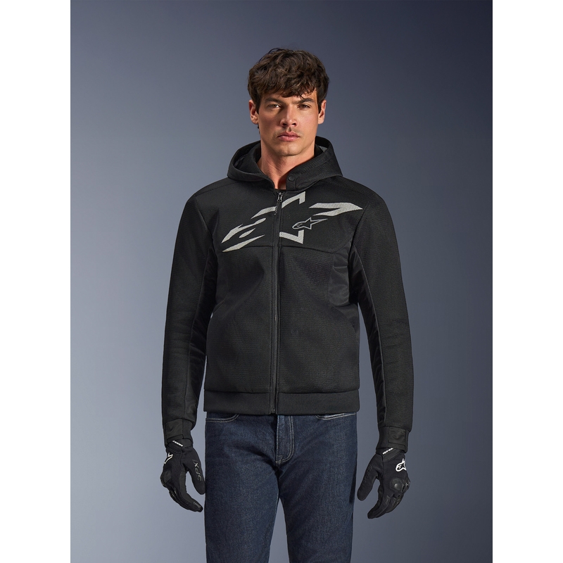 Mikina na motorku Alpinestars Chrome Superairflow černo-tmavě šedo-bílá