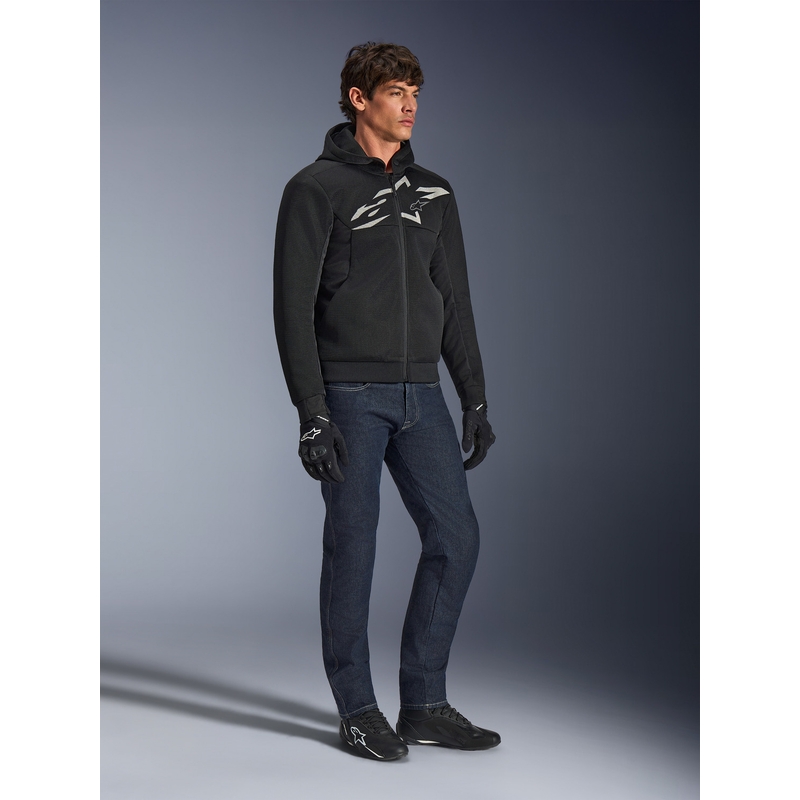 Mikina na motorku Alpinestars Chrome Superairflow černo-tmavě šedo-bílá