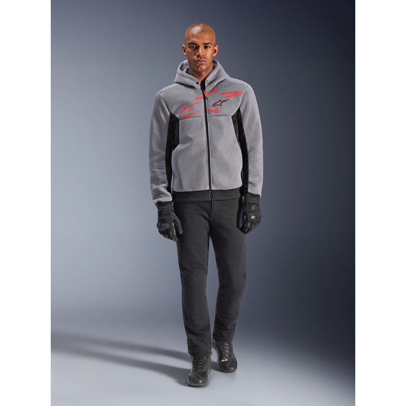 Mikina na motorku Alpinestars Chrome Superairflow černo-světle šedo-fluo červená