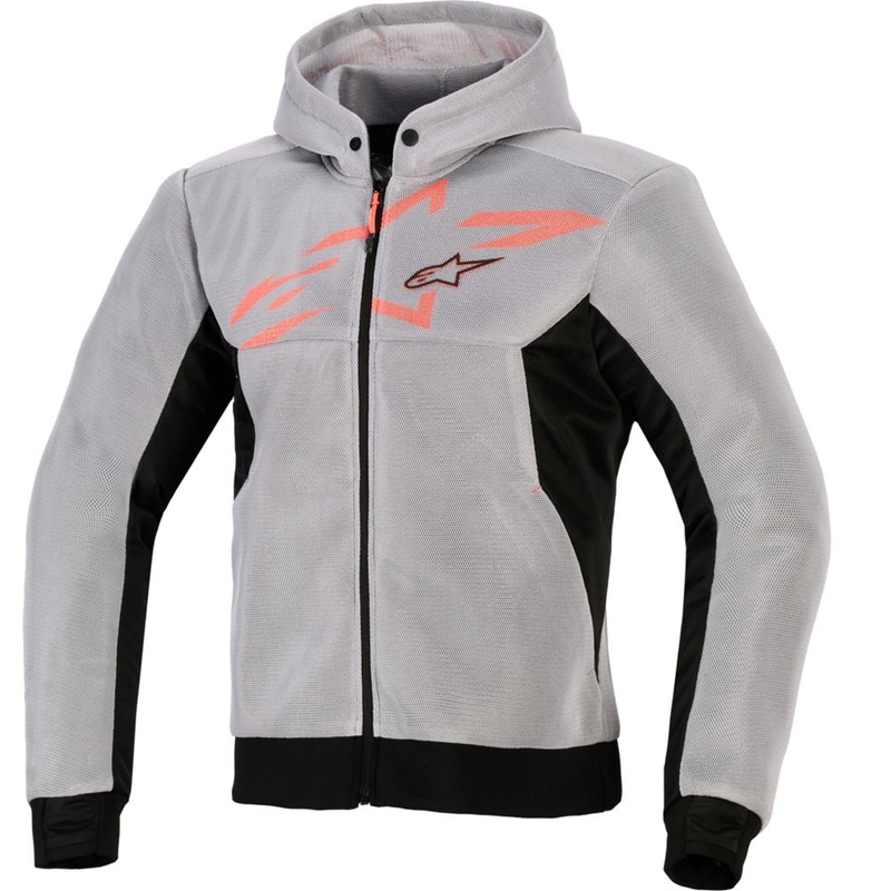 Mikina na motorku Alpinestars Chrome Superairflow černo-světle šedo-fluo červená