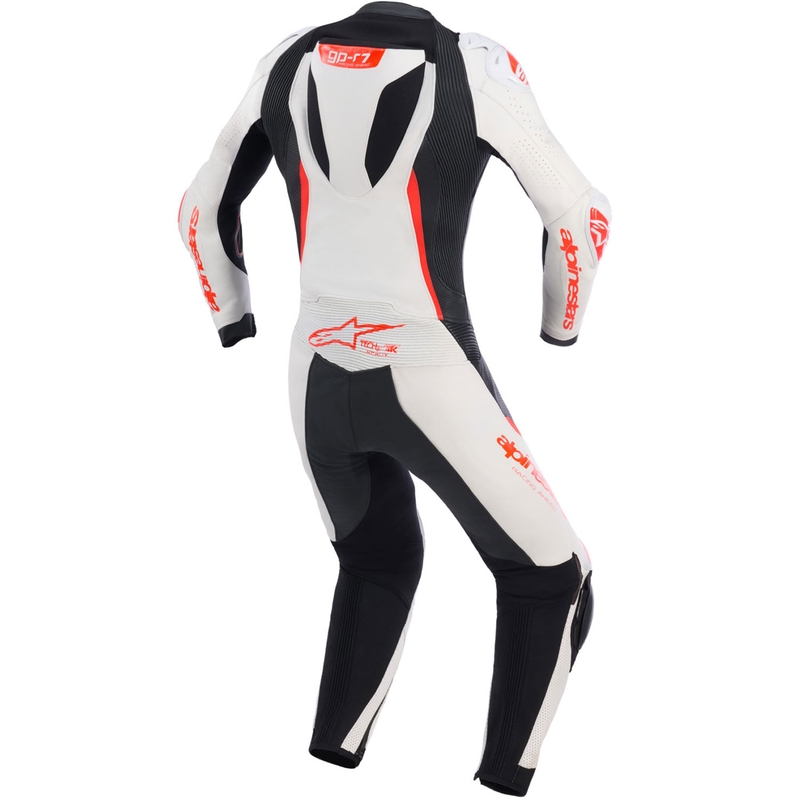Dámská jednodílná kožená kombinéza na motorku Alpinestars Stella GP-R7 bílo-fluo červeno-černá