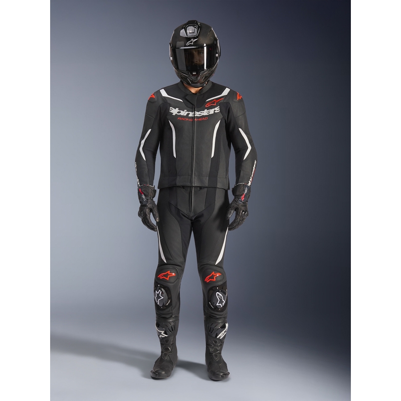Dvoudílná kožená kombinéza Alpinestars GP Force V2 černo-bílo-fluo červená