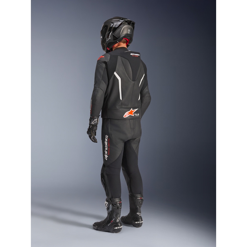 Dvoudílná kožená kombinéza Alpinestars GP Force V2 černo-bílo-fluo červená