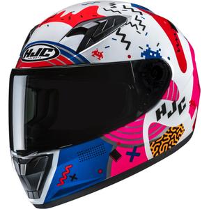 Dětská integrální helma na motorku HJC Y10 Mika MC28 bílo-růžovo-modrá