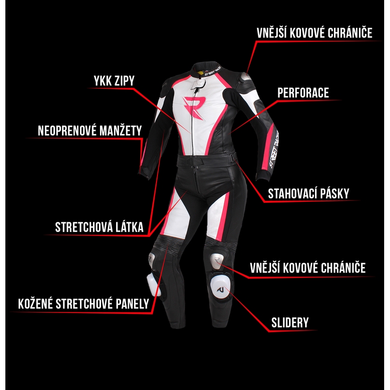 Dámská kombinéza Street Racer Kiara černo-bílo-fluo růžová výprodej