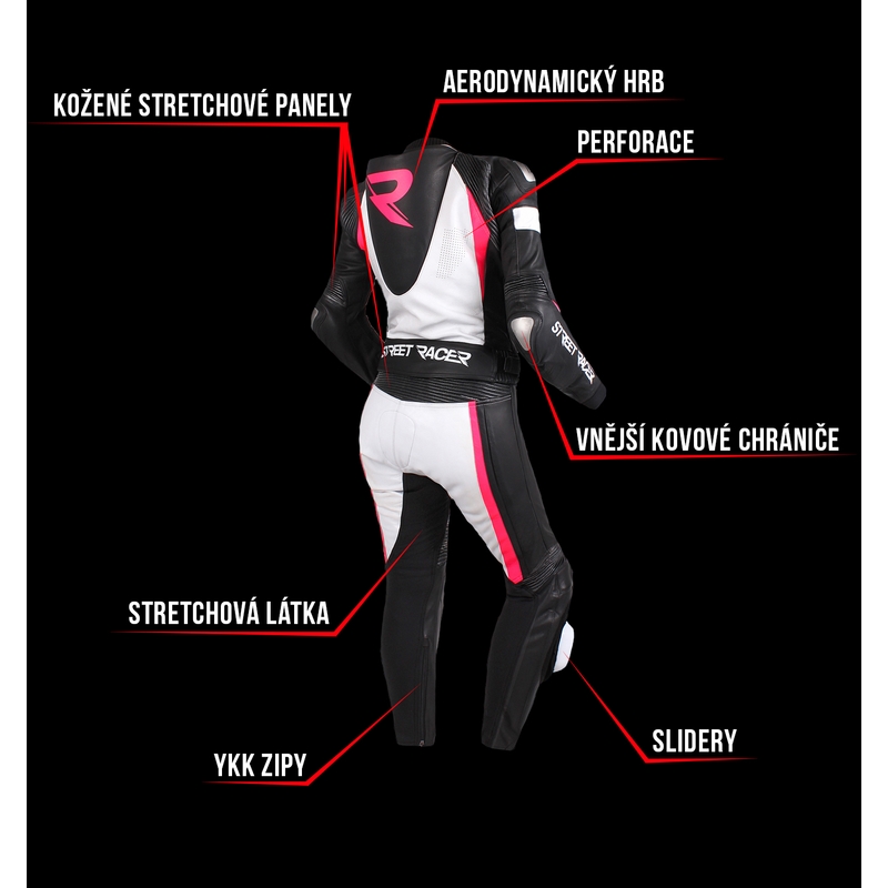 Dámská kombinéza Street Racer Kiara černo-bílo-fluo růžová výprodej