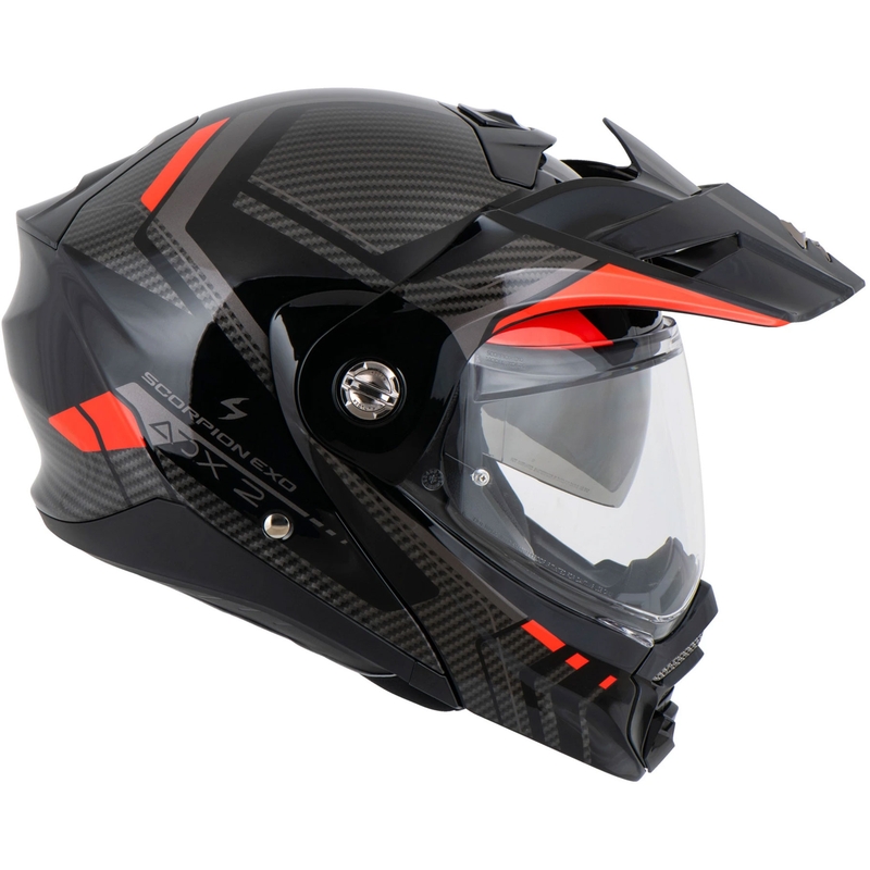 Výklopná helma na motorku Scorpion ADX-2 LEWIS černo-červená