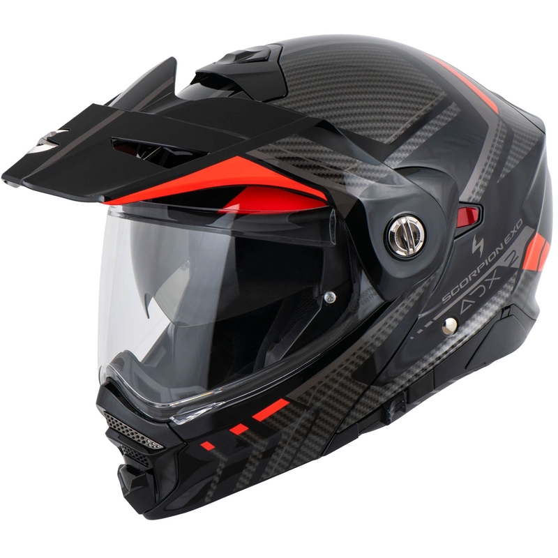 Výklopná helma na motorku Scorpion ADX-2 LEWIS černo-červená