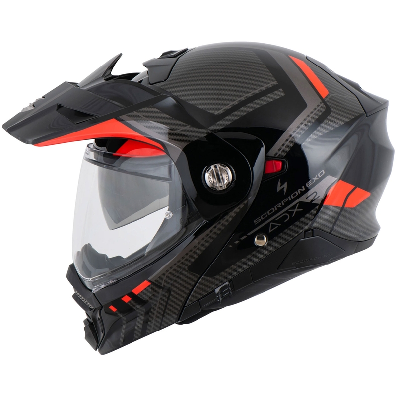 Výklopná helma na motorku Scorpion ADX-2 LEWIS černo-červená
