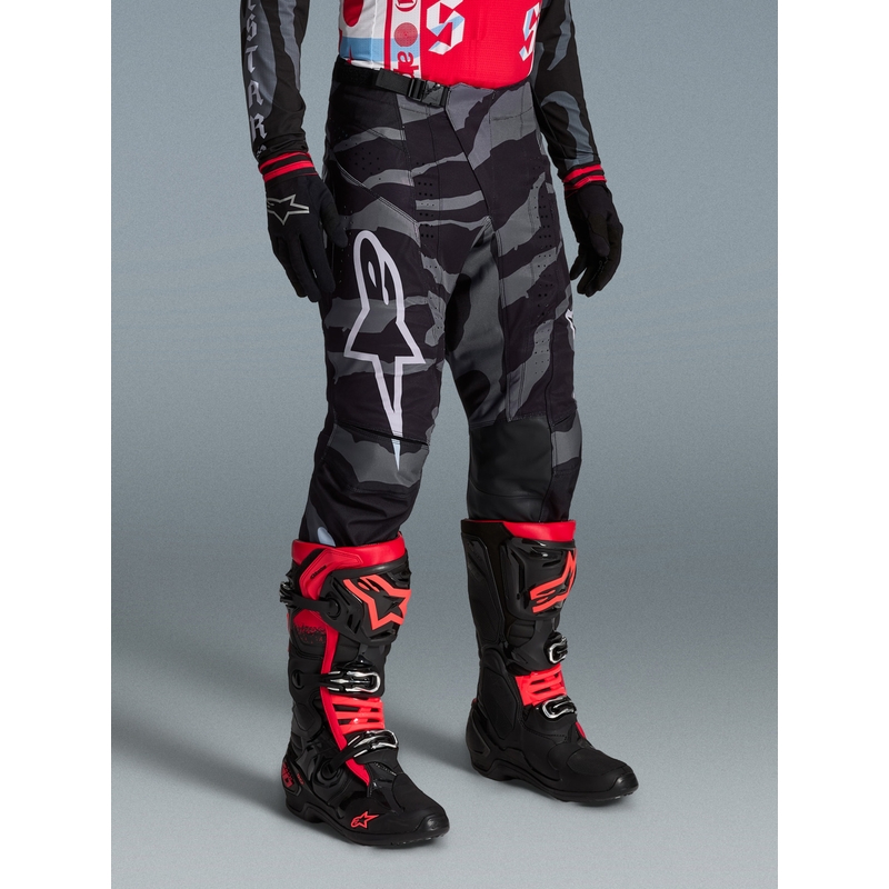 Motokrosové kalhoty Alpinestars Techstar limitovaná edice Beast Coast šedo-černo-oranžové
