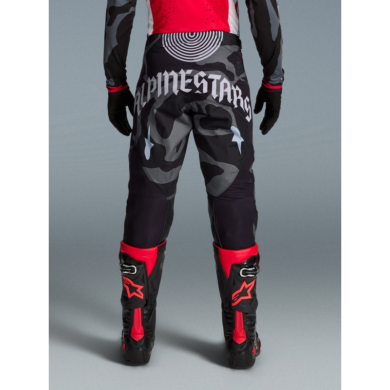 Motokrosové kalhoty Alpinestars Techstar limitovaná edice Beast Coast šedo-černo-oranžové