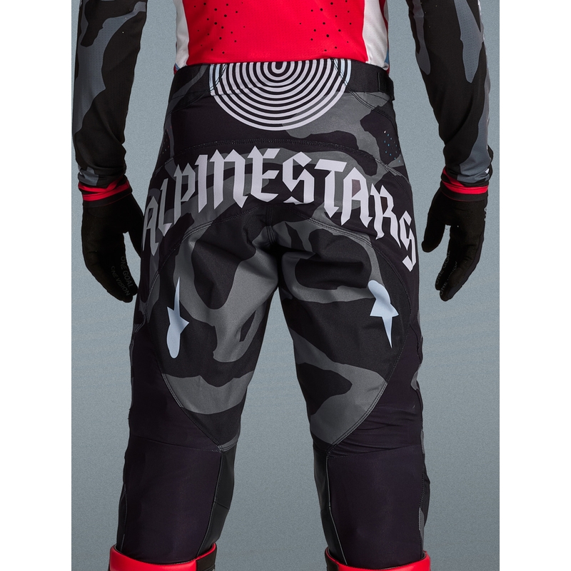 Motokrosové kalhoty Alpinestars Techstar limitovaná edice Beast Coast šedo-černo-oranžové