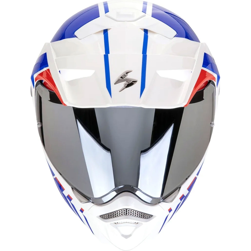 Výklopná helma na motorku Scorpion ADX-2 LEWIS bílo-modro-červená
