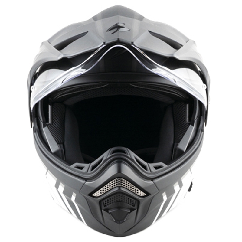 Výklopná helma na motorku Scorpion ADX-2 LEWIS matná černo-stříbrná