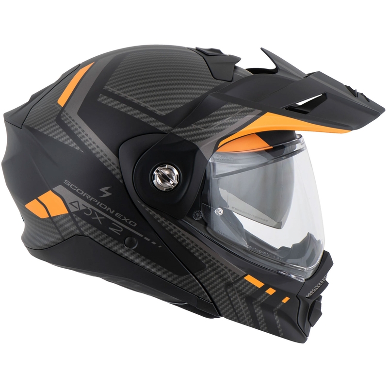 Výklopná helma na motorku Scorpion ADX-2 LEWIS matná černo-oranžová