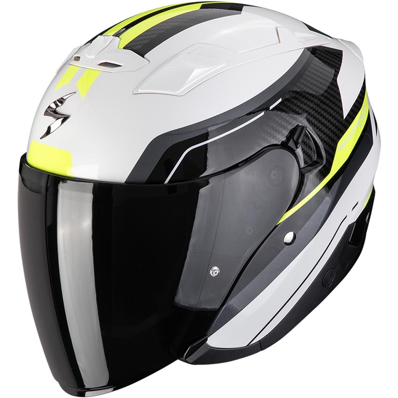 Otevřená helma na motorku Scorpion EXO-230 Hipe bílo-černo-fluo žlutá