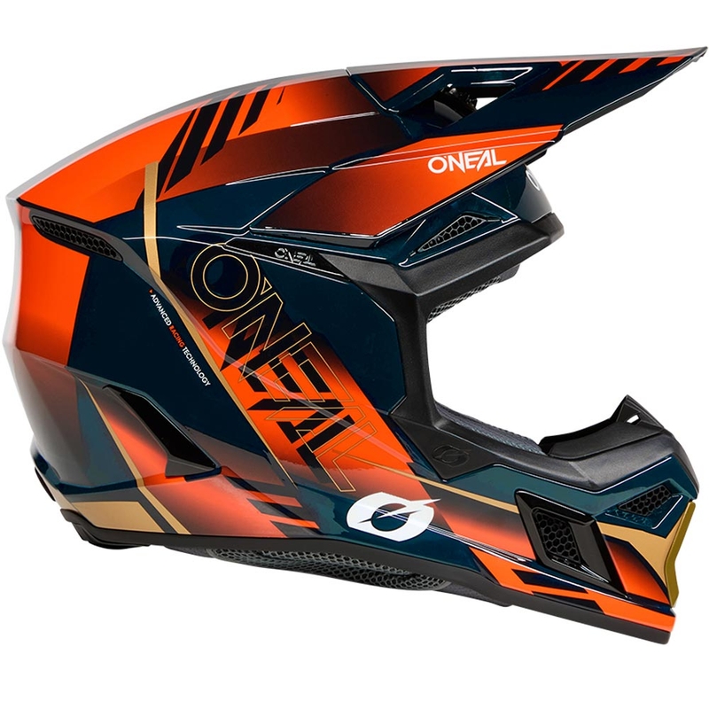 Motokrosová helma O´Neal 3SRS Haze modro-oranžovo-zlatá