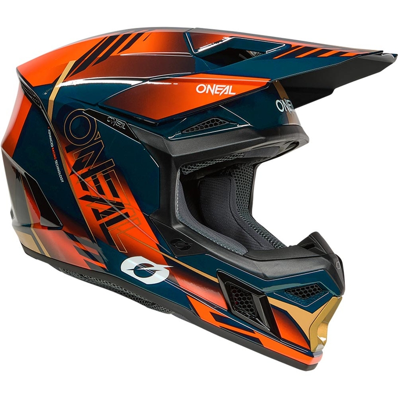 Motokrosová helma O´Neal 3SRS Haze modro-oranžovo-zlatá